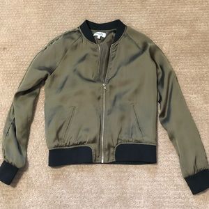 Silky Olive bomber jacket